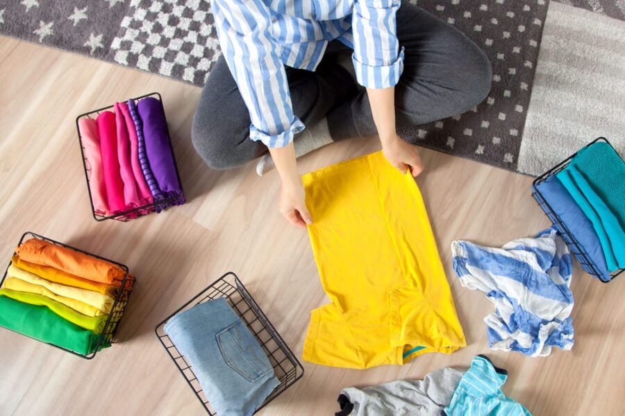 folding and sorting clothes