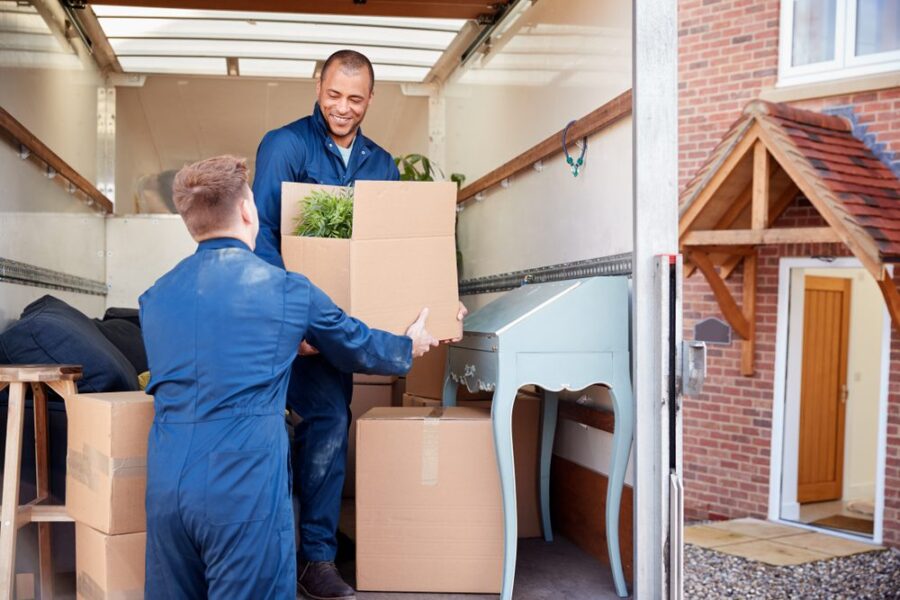 moving men loading truck