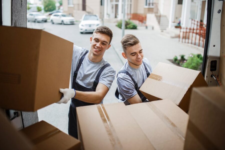 professional movers loading a truck