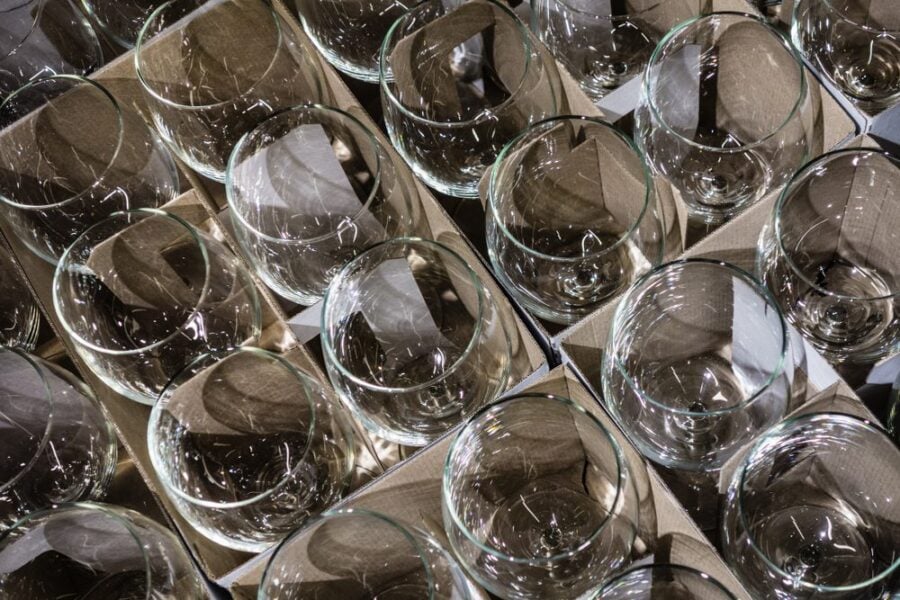 packed wine glasses